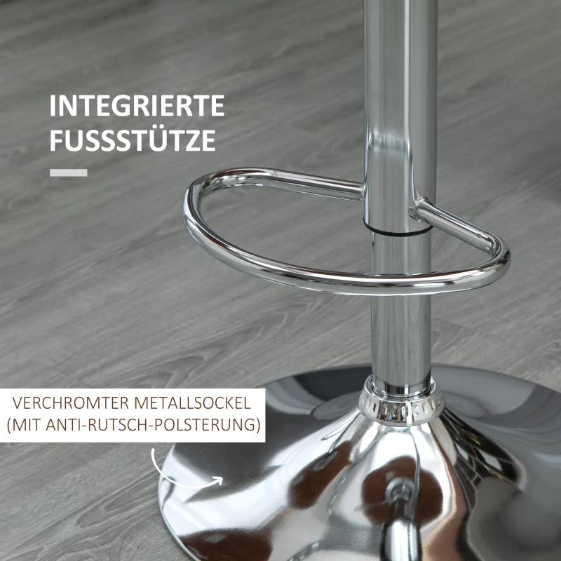 HOMCOM 2er-Set Barhocker, höhenverstellbar, Metallgestell, drehbarer Sitz, Cremeweiß