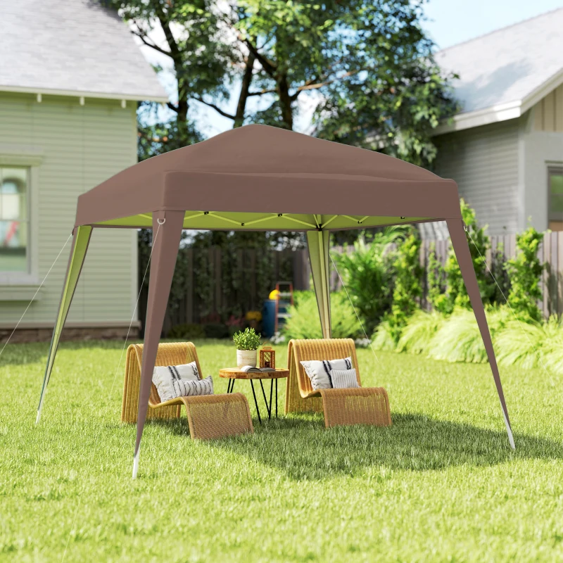 Outsunny Tonnelle Barnum de Jardin Pop-up Pliant 2,4 x 2,4 m Acier Polyester Sac de Transport Chocolat