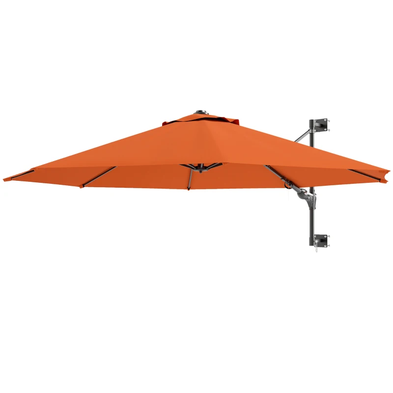Outsunny 3(m) Wall-Mounted Parasol Shade, with Handle - Orange