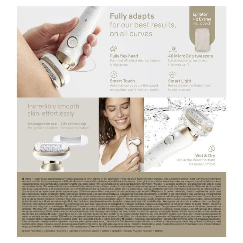Épilateur - BRAUN - Silk-épil 9-011 3D - Sans fil - 2 modes - Blanc