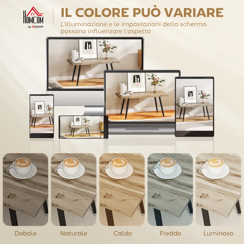 HOMCOM Tavolino da Caffè stile Nordico con Piedini Regolabili, in Legno e Acciaio, 100x50x45 cm, Nero e Rovere