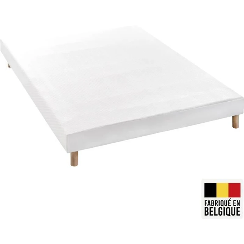 Ensemble matelas sommier 140 x 190 cm Hauteur 19 cm - ressorts ensachés - 7 zones - réversible - fabriqué en Belgique - DEKO DREAM
