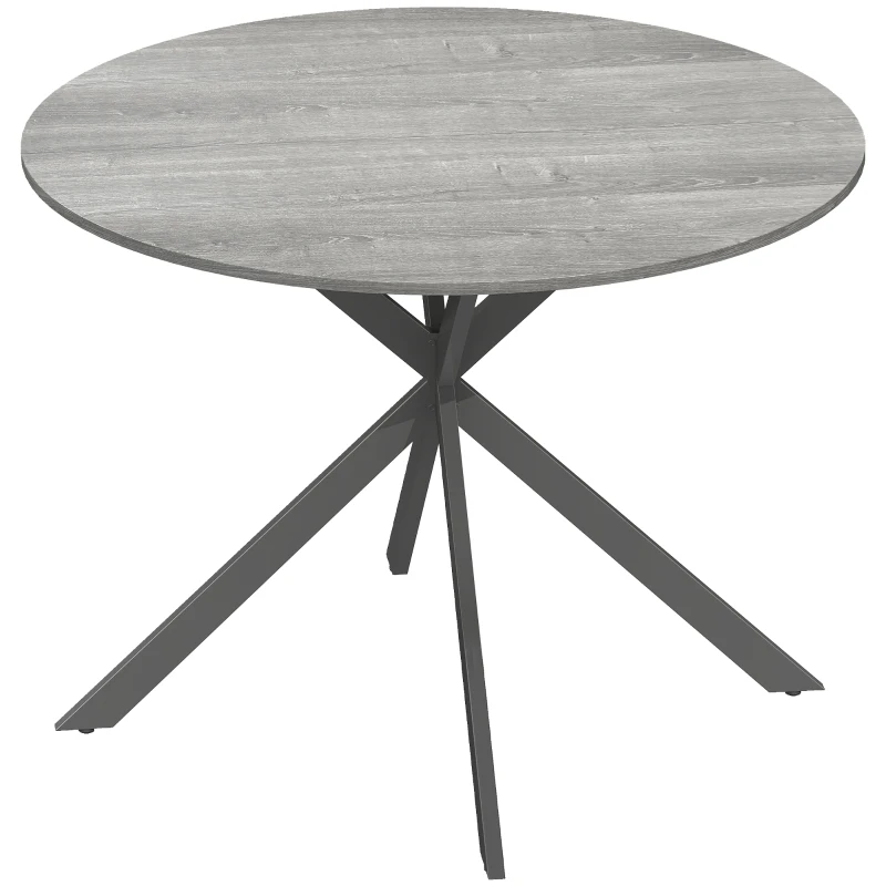 HOMCOM Table à manger ronde pour 4 personnes, table de cuisine style industriel avec pieds en acier, pour salle à manger, cuisine, gris