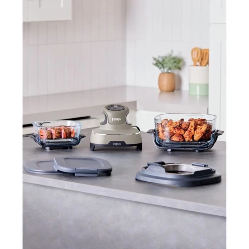 Friteuse sans huile portable NINJA - CRISPI - Récipients 1,4L et 3,8L - 4 programmes prédéfinis - 1400W - Beige