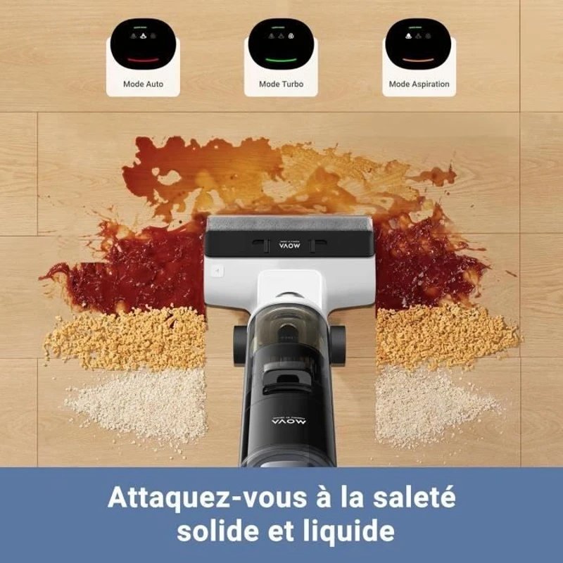 MOVA K20 - Aspirateur Laveur Sec Et Humide - Poids Léger de 4 kg - Nettoyage Auto Double Rotation - Écran LED