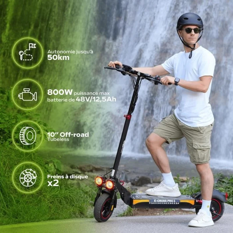 Trottinette électrique tout terrain - URBANGLIDE - ECROSS PRO 2 - 10 - 48V - 800 W - 13Ah - Autonomie 50KM