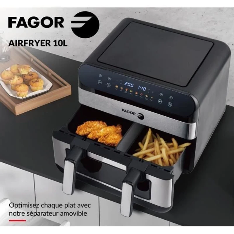 Friteuse sans huile FAGOR - Airfryer FGF10 - Capacité 10L - Double cuves 4,5L - Séparateur amovible - 2400W
