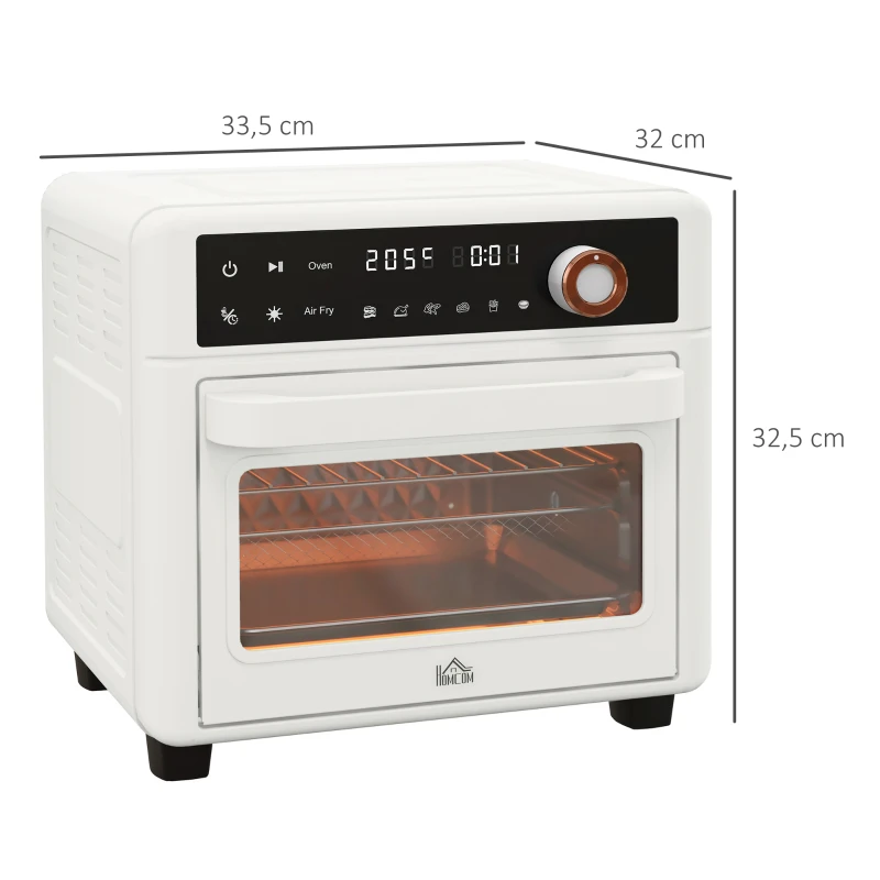 HOMCOM Four électrique de table 13L 1200W Friteuse à air 1200W Air Fryer avec 12 modes de chauffage et minuterie crème(m-3)
