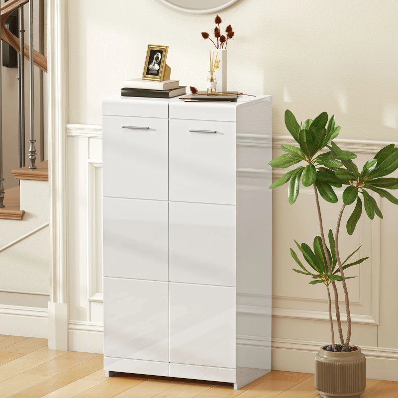 HOMCOM Scarpiera lucida, mobile porta-scarpe con ripiani regolabili per ingresso, corridoio, spazio per 10 paia, Bianco