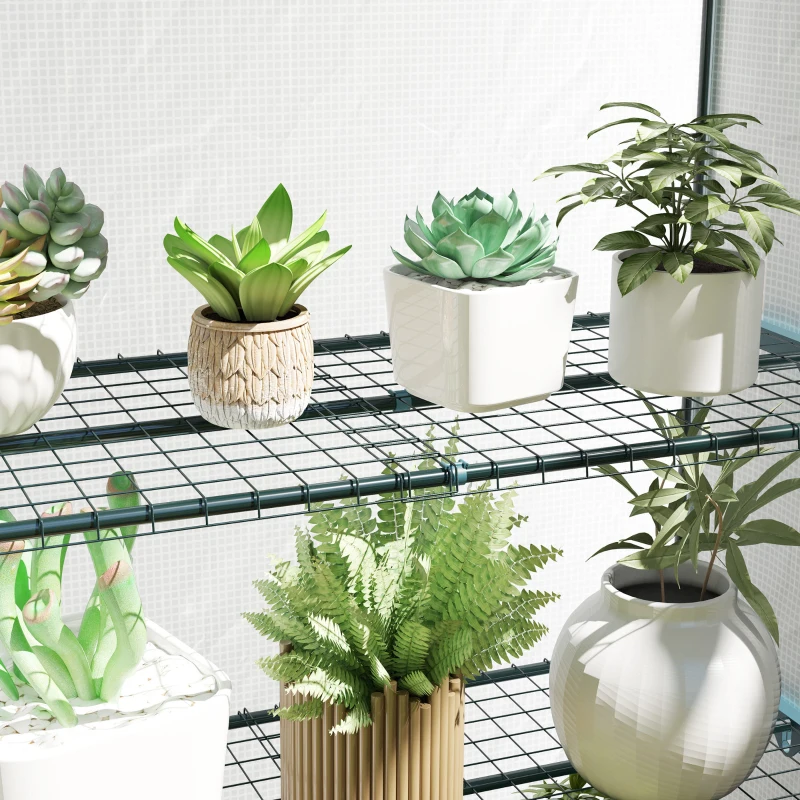 Outsunny Four-Tier Mini Greenhouse - Green/White