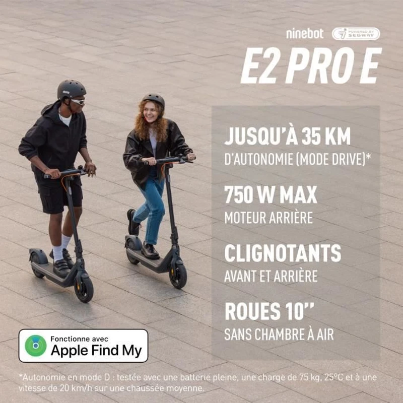 Trottinette électrique - Segway-Ninebot - E2 Pro - Pneus larges 10 - 750W Max - 35 km d'autonomie