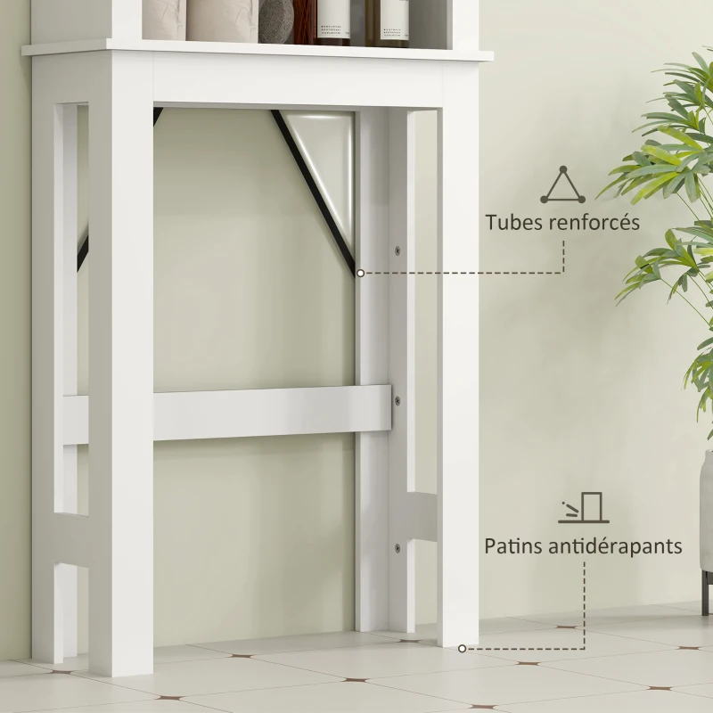 HOMCOM Meuble WC dessus de toilette avec porte coulissante, avec 6 compartiments de rangement, blanc