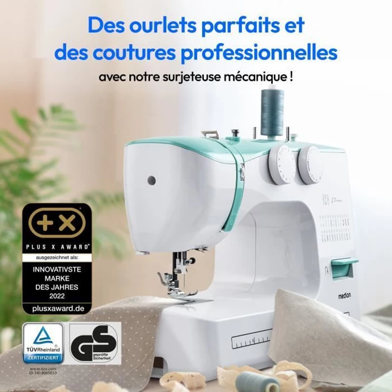 Machine a Coudre - MEDION - SM 60 - 62W - 24 Points + Points Doubles - 700 tr/min - LED - Turquoise