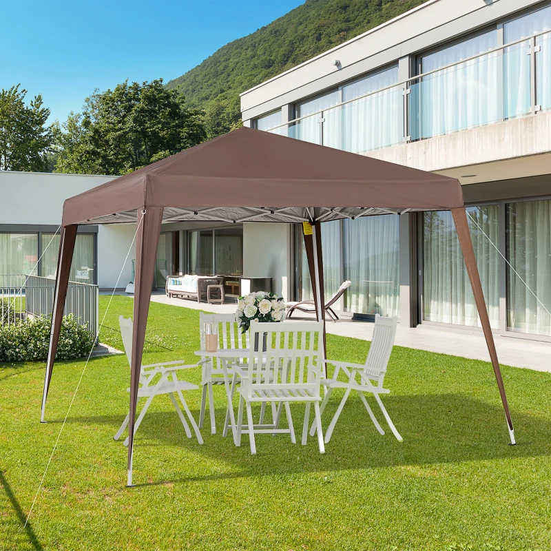Outsunny Tonnelle Barnum de Jardin Pop-up Pliant 2,4 x 2,4 m Acier Polyester Sac de Transport Chocolat