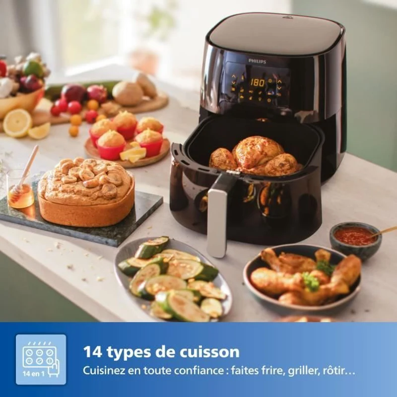 Friteuse sans huile - PHILIPS - HD9270/70 - Airfryer Série 3000 6.2L - 13 modes de cuisson - interface digitale - 1500W - Noir
