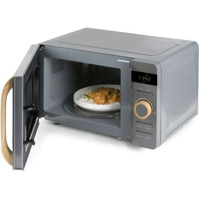 Micro-ondes - DOMO - DO3420 - Gris avec finition boisée - L45,1 x P34,7 x H25,8 cm - 20 L - 5 niveaux de puissance - 700W