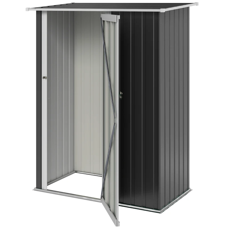Outsunny 5ft x 3ft Garden Storage Shed, Outdoor Metal Shed with Sloped Roof, Lockable Door for Tools, Equipment, Grey