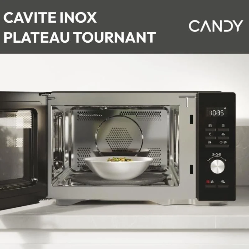 Micro-ondes Combi Candy Essenza CMCA29EDLB 1000W 29L Digital Noir -Combiné a chaleur tournante- 5 Niveaux de Puissance -10 Menus Aut