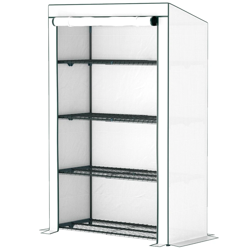Outsunny Four-Tier Mini Greenhouse - Green/White