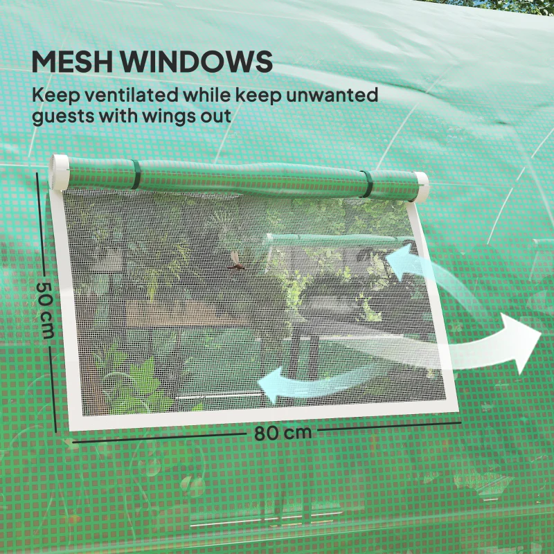 Outsunny Polyethylene Upgraded Structure Walk-in Polytunnel Greenhouse, 6 x 3 m, Green