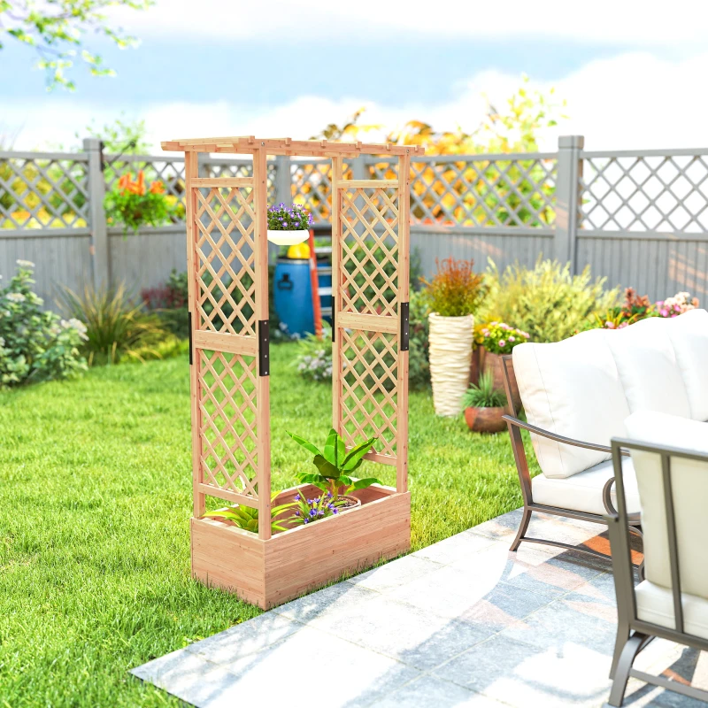 Outsunny Fir Wood 110 x 44 cm Planter and Trellis Garden Bed