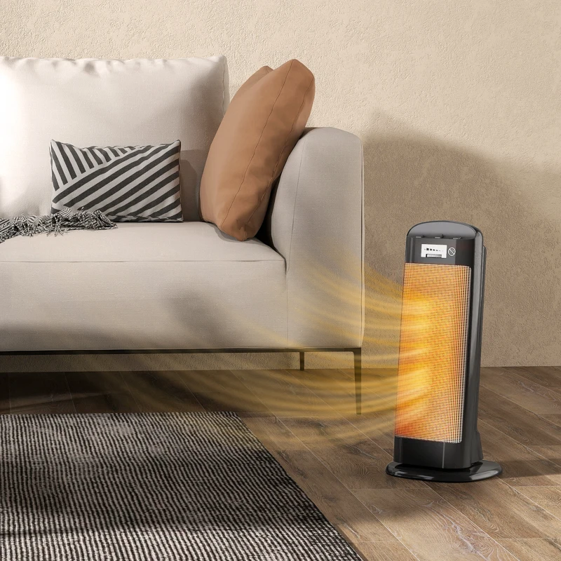 HOMCOM Ceramic Space Heater, 2000W Fan Electric Heater with 4 Modes, Adjustable Thermostat, 55° Oscillation, Tip-Over and Overheat Protection for Bedroom, Home Office, Black