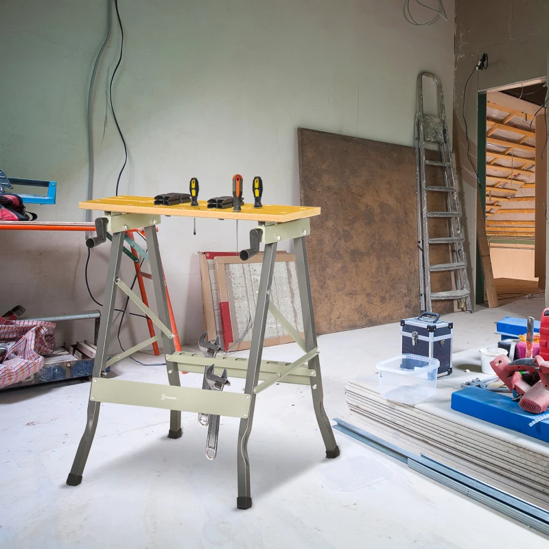 DURHAND Établi pliant établi de serrage avec 4 serre-joints table de travail, charge 100 kg, 62,5x60,5x78,5cm, gris