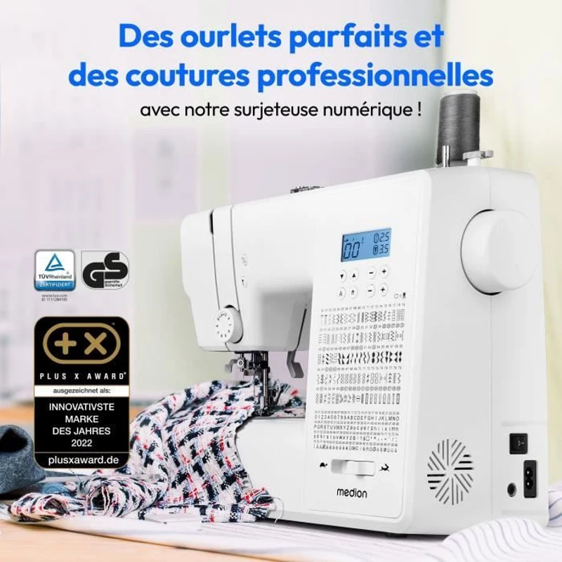Machine a Coudre Numérique - MEDION - SD 36 - 38W - 270 Points - 700 tr/min - LED - Blanc