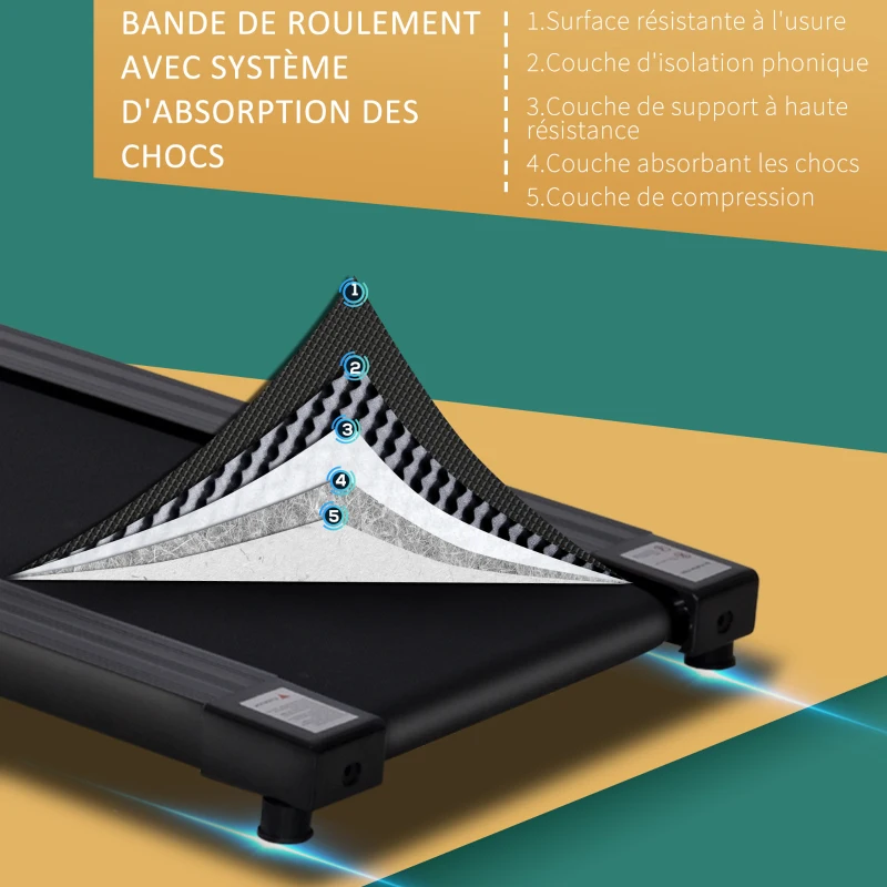 HOMCOM Tapis de course électrique pliable programmable 123 x 62 x 117 cm noir