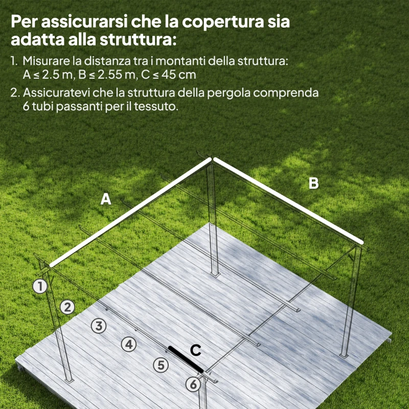 Outsunny Tettuccio di Ricambio per Gazebo 3x3 m con 10 Fori di Drenaggio, Grigio Chiaro