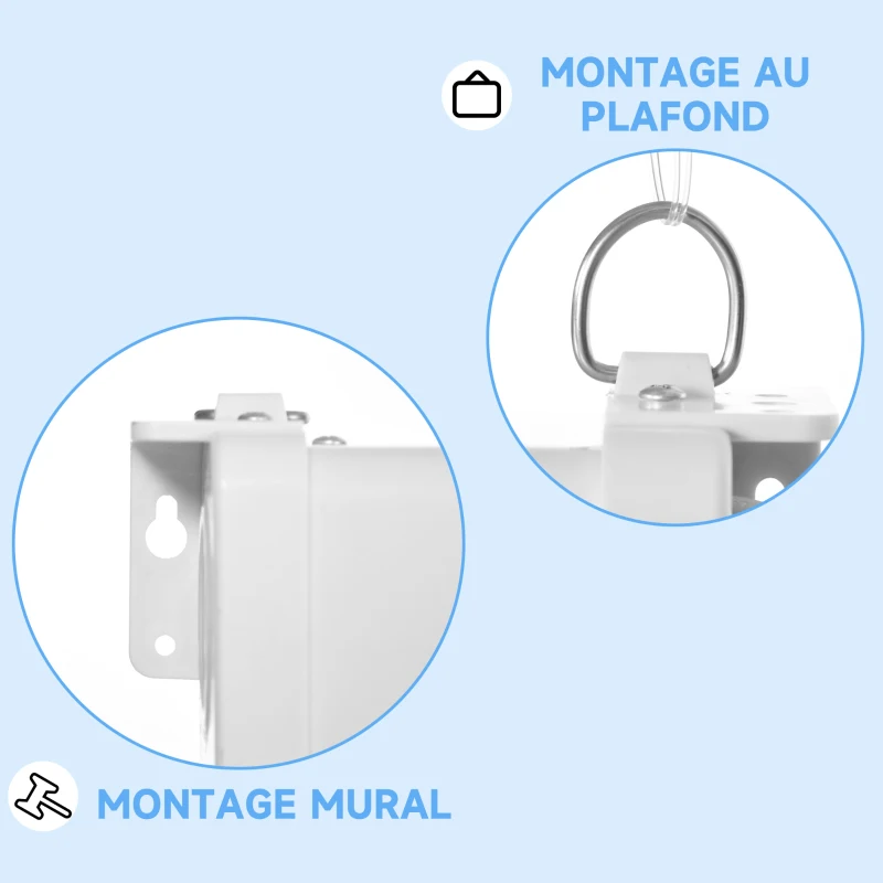 HOMCOM Écran de projection TV et Home Cinema 80 Pouces 16:9 4K HD, fixation mural ou plafond, 187 x 8 x 150 cm