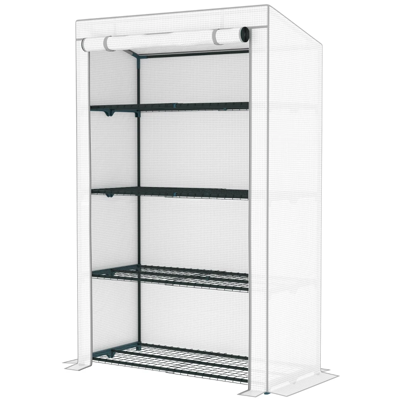 Outsunny Four-Tier Mini Greenhouse - Grey/White