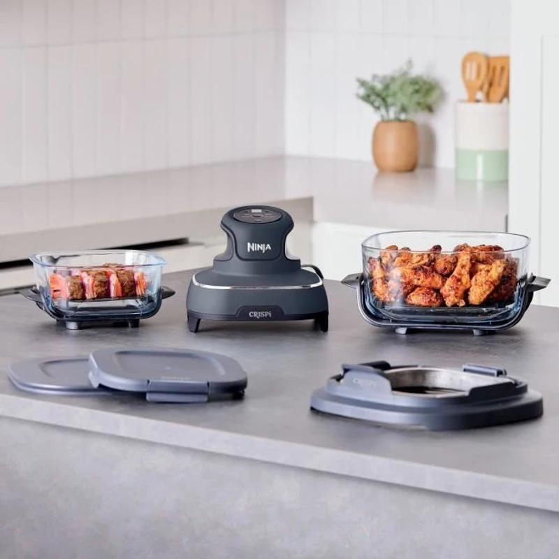 Friteuse sans huile portable NINJA - CRISPI - Récipients 1,4L et 3,8L - 4 programmes prédéfinis - 1700W - Bleu