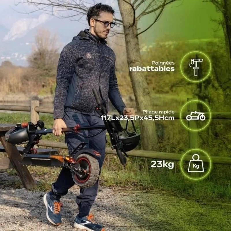 Trottinette électrique tout terrain pliable ECROSS PRO LITE 2- URBANGLIDE - 10 - 48V - 800W - Auto 40KM Feu stop + clignotants