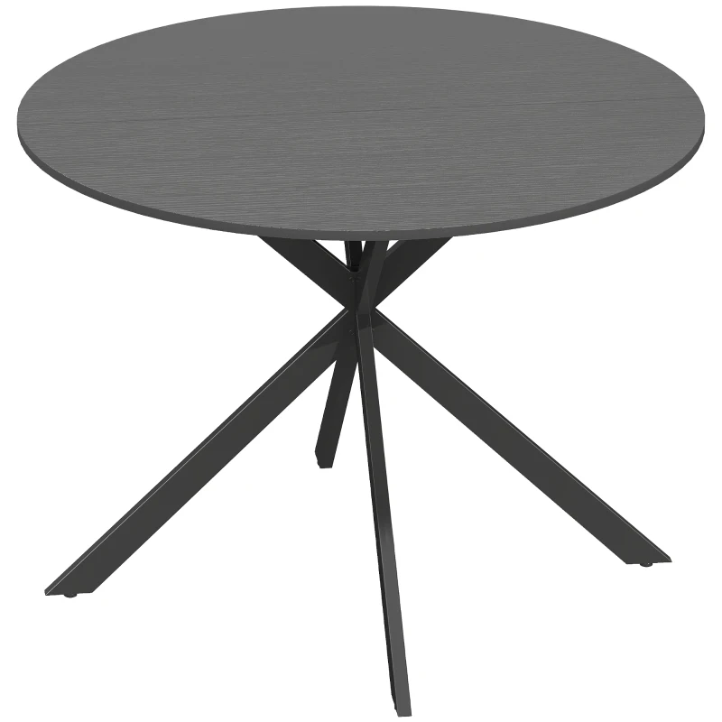 HOMCOM Table ronde pour 4 personnes, table de cuisine style industriel avec pieds en acier, pour salle à manger, cuisine, Noir