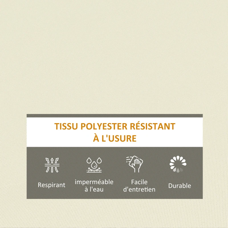 Outsunny Coussin de Banc de Jardin déhoussables - Rembourrage 8 cm - Cordons d'attache - Polyester crème