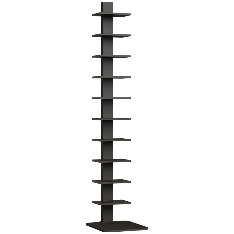HOMCOM Bibliothèque verticale colonne haute à 11 étagères, étagère gain de place slim, étagère de rangement style industriel pour salon, chambre, bureau angle, 34.5x41.5x163.5 cm, Noir