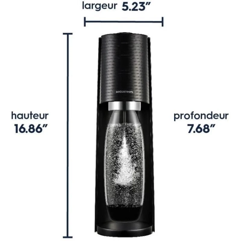 Machine a soda et eau pétillante SODASTREAM - TERRA Noire - 1 bouteille compatible lave-vaisselle - 1 recharge de gaz 60L