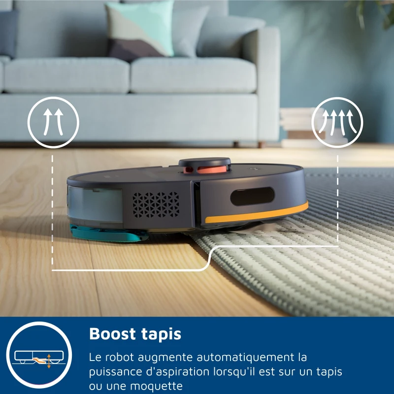 Aspirateur robot laveur avec station - PHILIPS - XU2000/15 - Série 2000 - 6000 Pa - = 66 dB - Bleu nuit