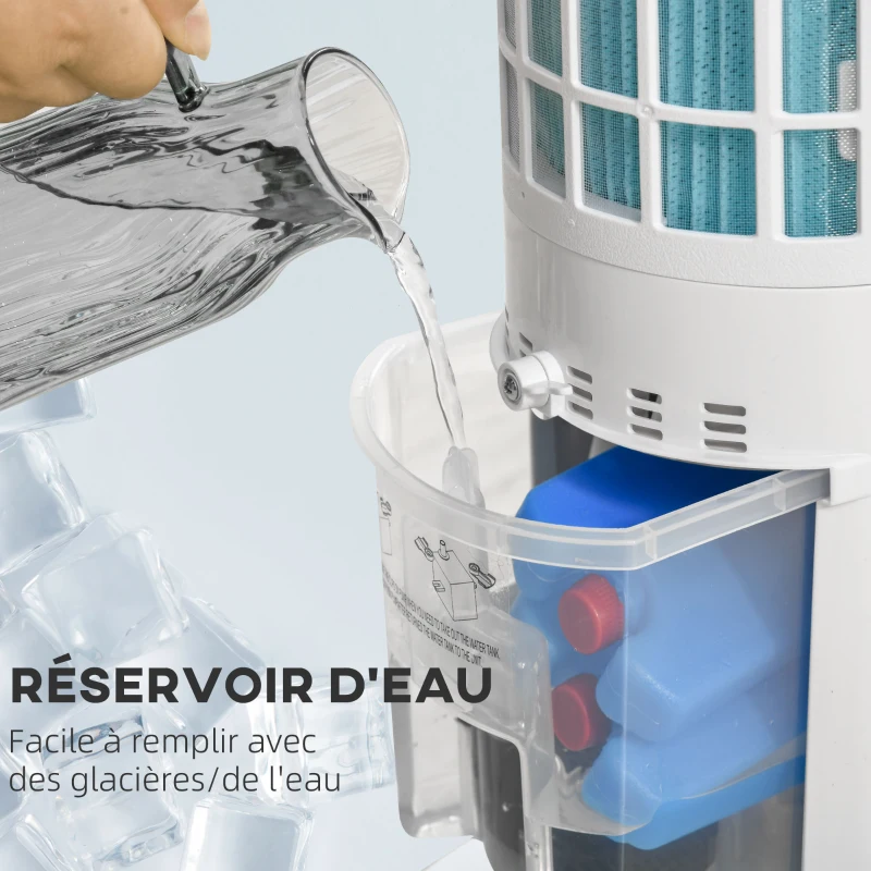 HOMCOM Climatiseur rafraîchisseur d'air 4 en 1-oscillant-timer, 3 modes, 3 vitesses - télécommande 2 blocs réfrigérants