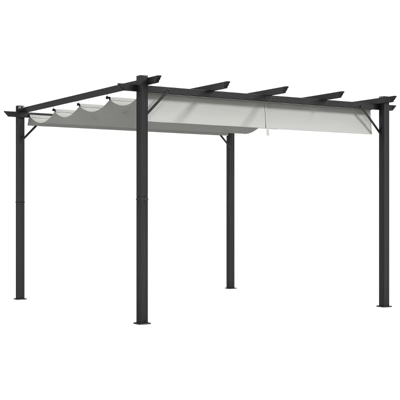 Outsunny 3 x 3(m) Aluminium Pergola Canopy Gazebo Awning Outdoor Garden Sun Shade Shelter Marquee Party BBQ, Light Grey