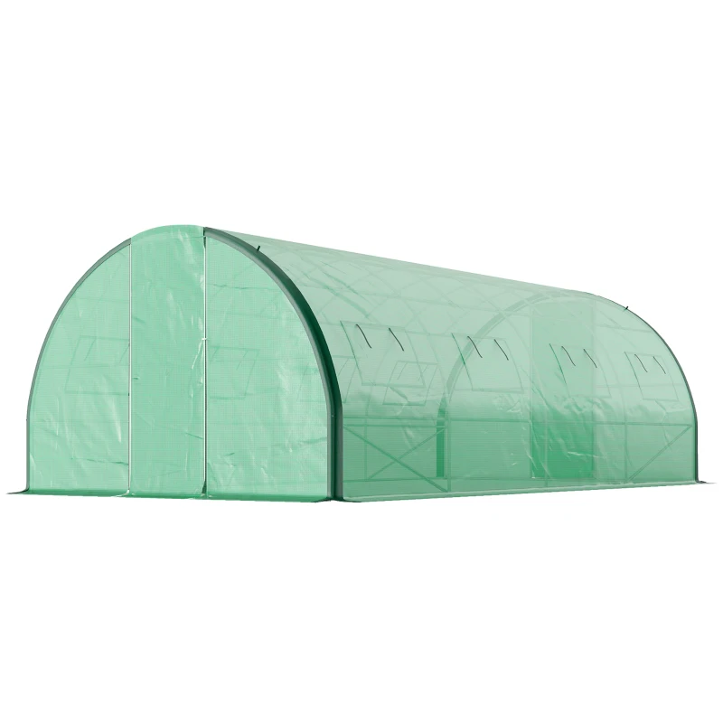 Outsunny Polyethylene Upgraded Structure Walk-in Polytunnel Greenhouse, 6 x 3 m, Green