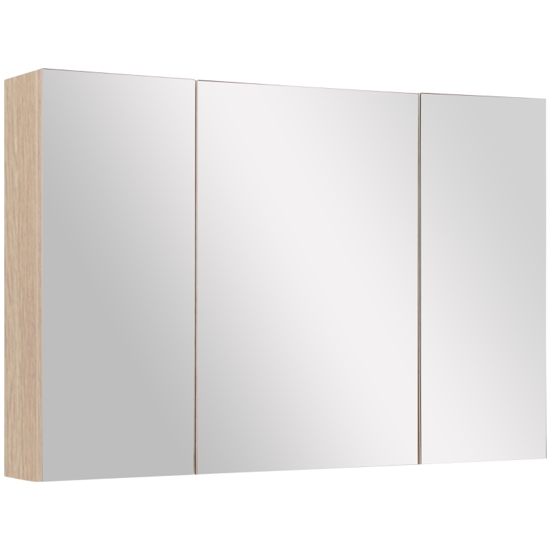 kleankin Armoire murale salle de bain, meuble de rangement avec miroir, 2 placards avec 3 étagères en bois, 90 x 60 x 13,5 cm