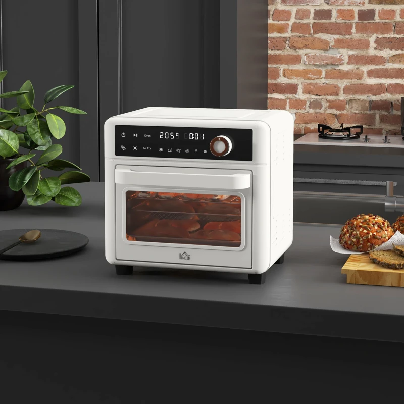 HOMCOM Four électrique de table 13L 1200W Friteuse à air 1200W Air Fryer avec 12 modes de chauffage et minuterie crème(m-2)