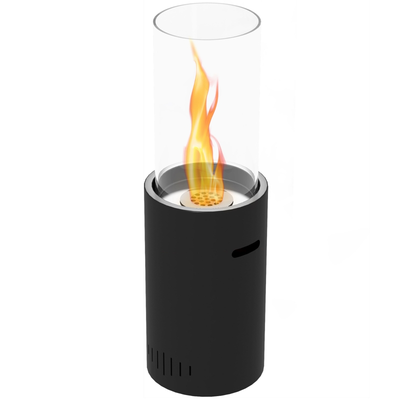 HOMCOM Cheminée au bioéthanol en acier et verre avec une capacité de 0,3 L et une capacité de chauffe 15 ㎡ 27 x 27 x 70 cm noir
