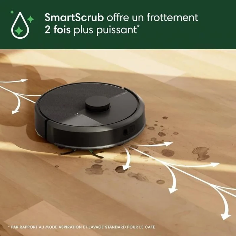 iRobot Roomba 105 Combo - Robot Aspirateur Laveur 2en1 - Puissance d'Aspiration de 7KPa - Navigation LiDAR - Détection des Tapis
