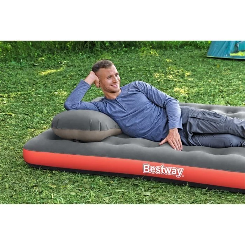 BESTWAY Matelas gonflable camping Pavillo - 2 places Roll & Relax - 203 x 183 x 22 cm - Avec sac de gonflage