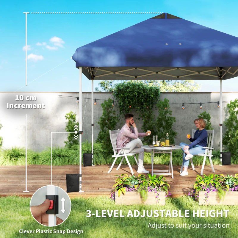 Outsunny 3 x 3 m Pop Up Gazebo with Wheels, UPF50+ One-Touch Outdoor Garden Party Tent Marquee Wedding Awning Canopy, Dark Blue