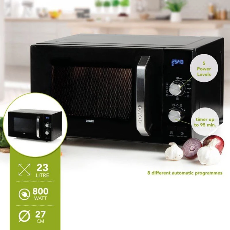 Micro-ondes - DOMO - DO2924 - Noir - 48,5 x 40,8 x 29,3 cm - 23L - 800 W - Monofonction - 5 niveaux de puissance