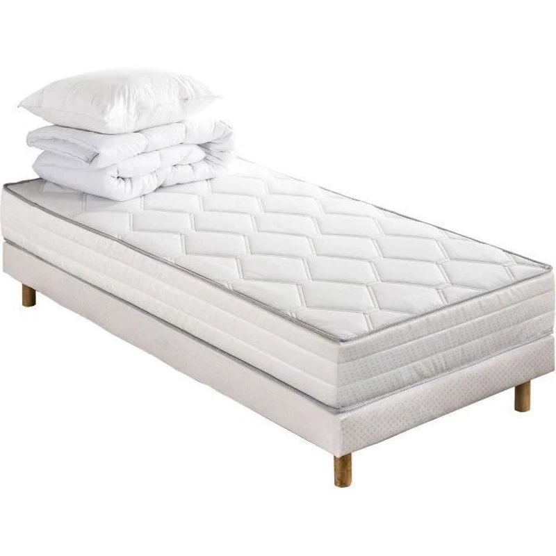 Pack pret a dormir Matelas + Sommier 90 x 190 cm + Couette + Oreiller - DEKO DREAM Malin